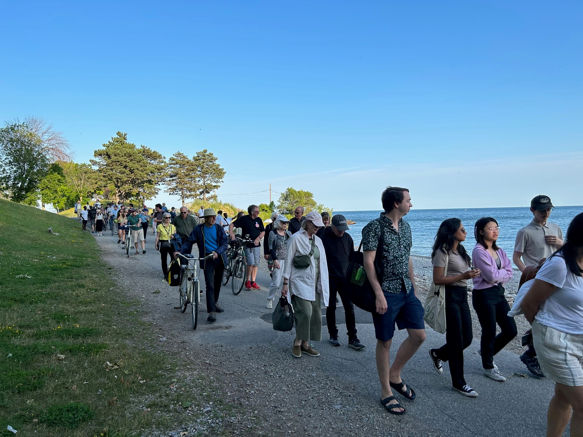 Crowd walking during tour